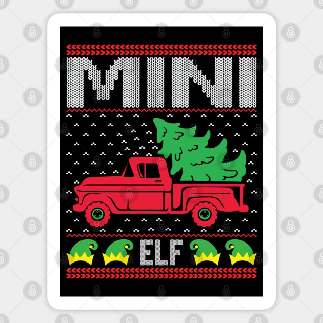 Mini elf ugly christmas sweater Magnet by MZeeDesigns